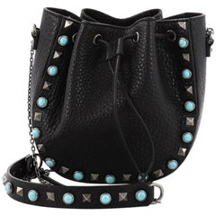 Valentino Rockstud Drawstring Bucket Bag Leather Mini