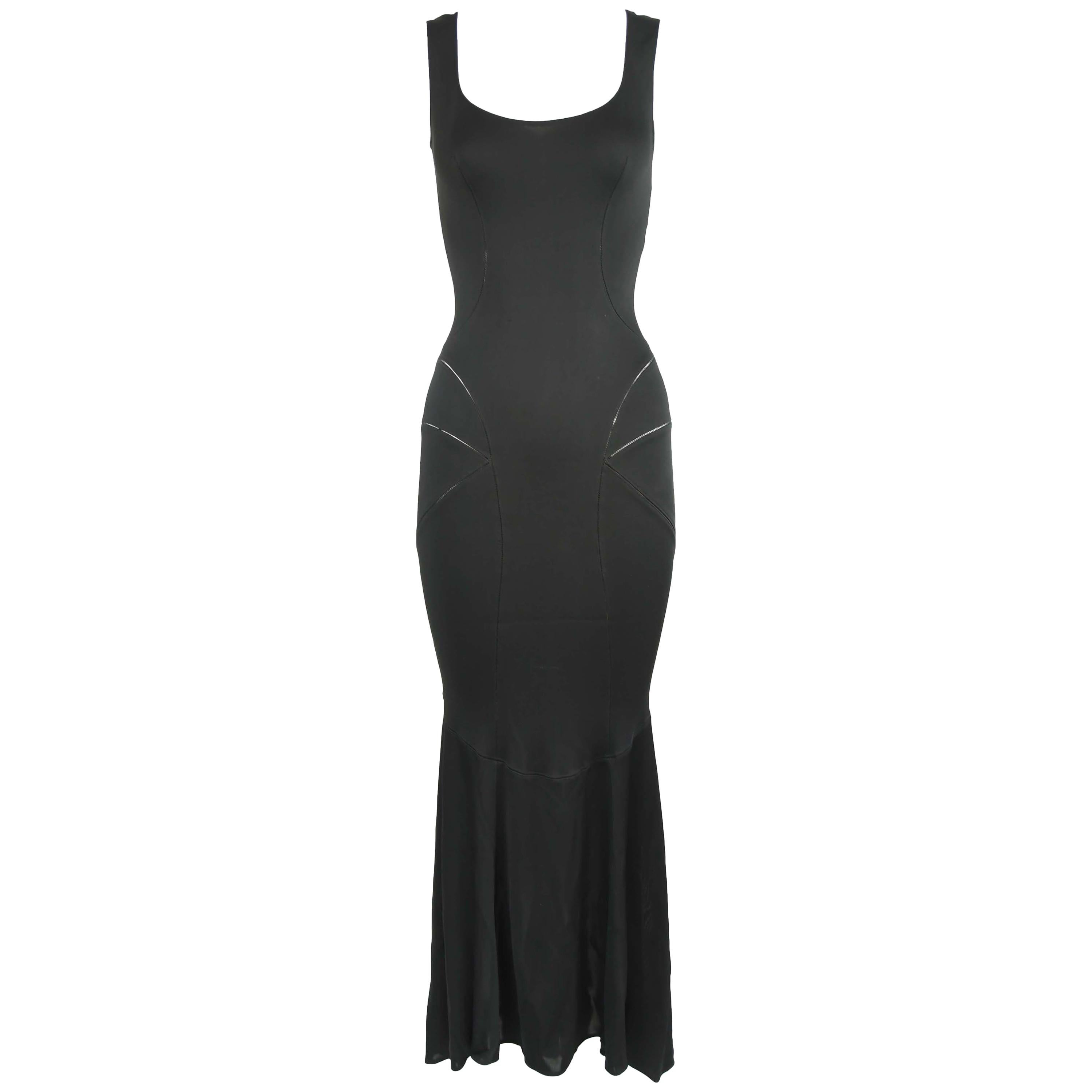Vintage Alaia Black Tea Length Gown - Size S For Sale at 1stDibs