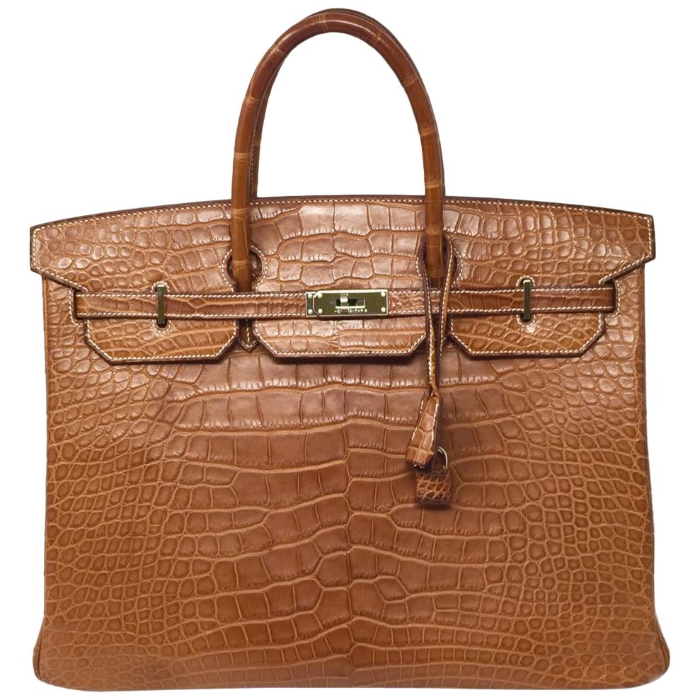 Hermes Paris Sac Gold Matte Alligator Leather Birkin 40 Bag, 2012