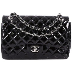 Chanel Classic Double Flap Bag Quilted Patent Jumbo