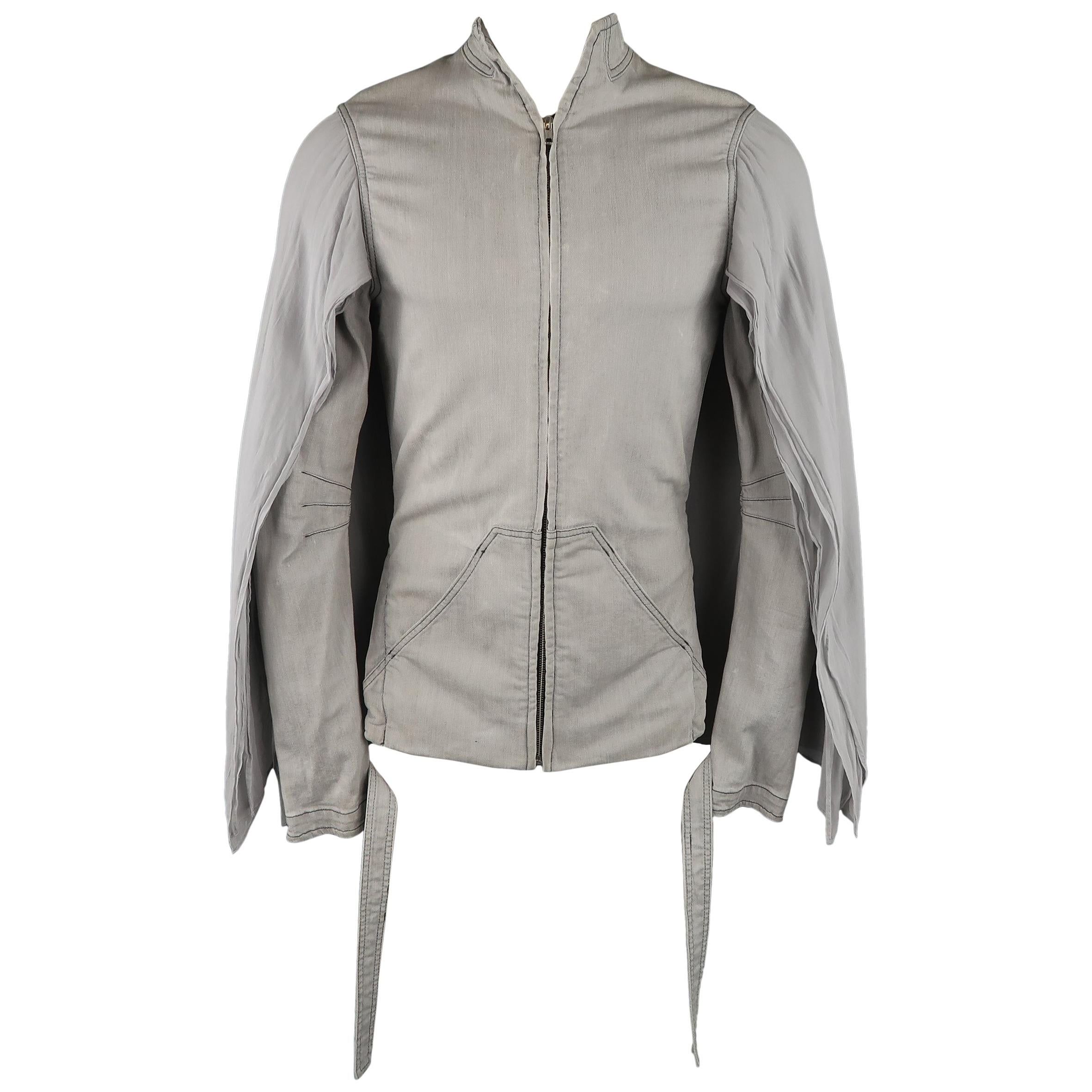 GARETH PUGH XS Light Grey Denim Chiffon Cape Overlay Jacket / Coat