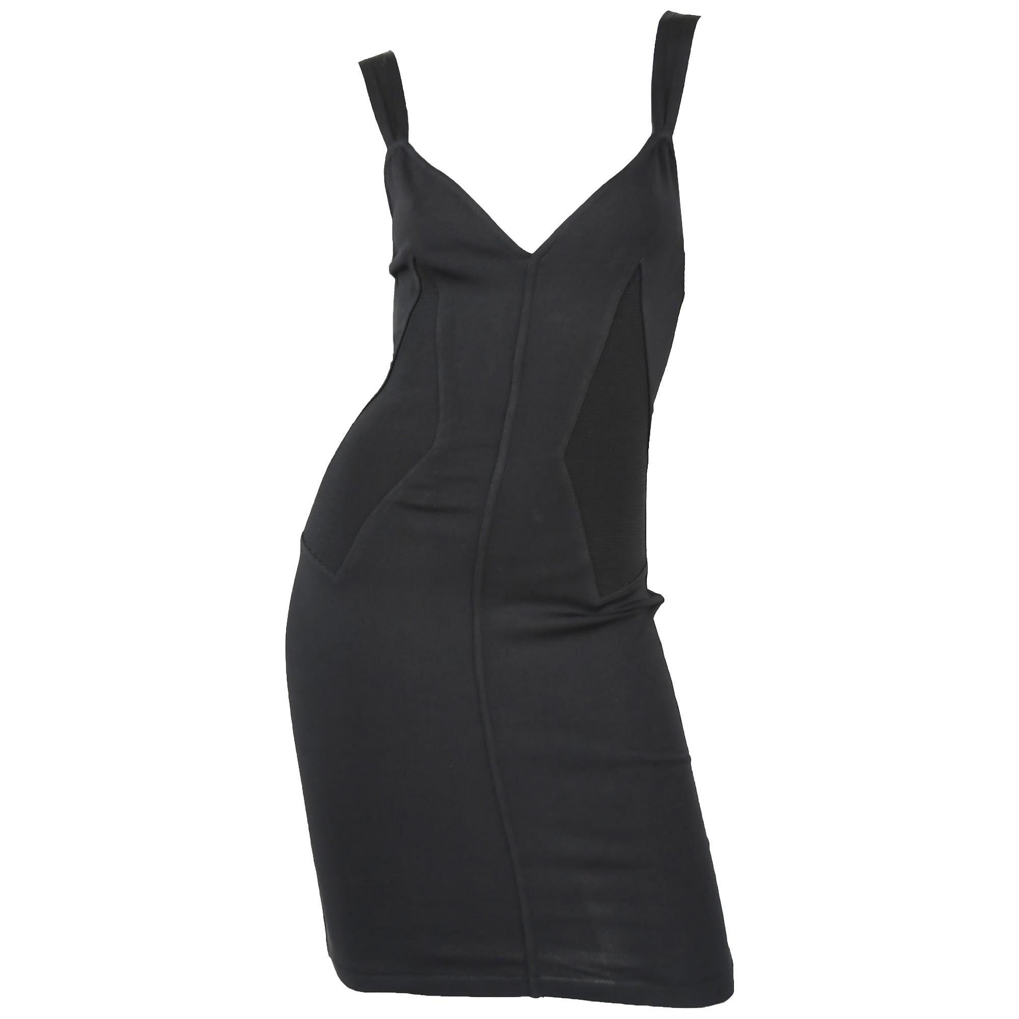 Vintage Alaia Fitted Black Strappy Dress - Size S For Sale