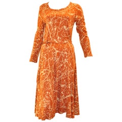 1970s Diane Von Furstenberg "Jackson Pollack" Paint Splatter Dress w/Belt