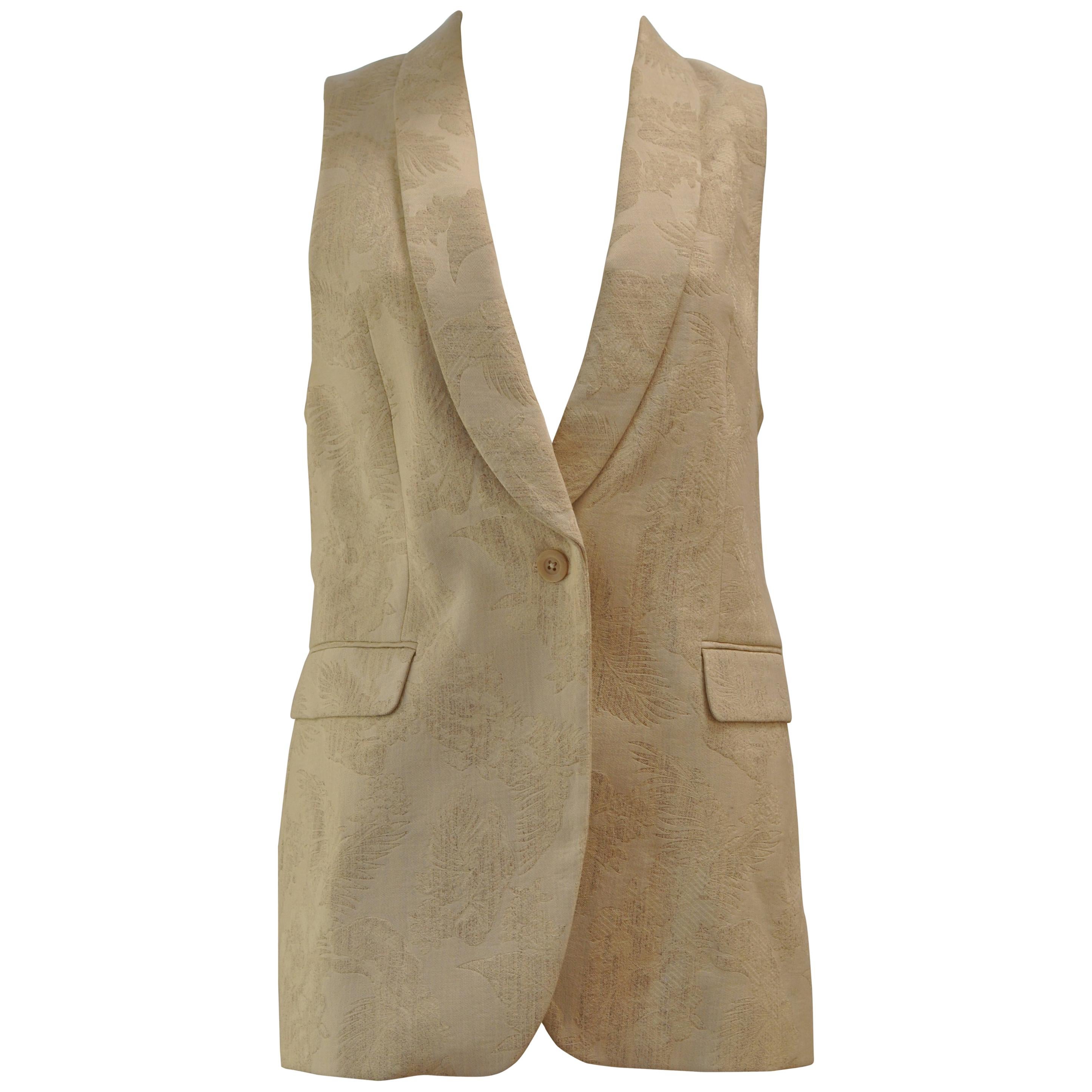 Superb Dries Van Noten Cream Jacquard Vest Size 40