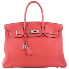  Hermes Birkin Handbag Bougainvillea Clemence with Palladium Hardware 35