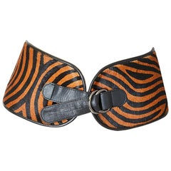 Yves Saint Laurent Stenciled Animal Print Hairskin Belt