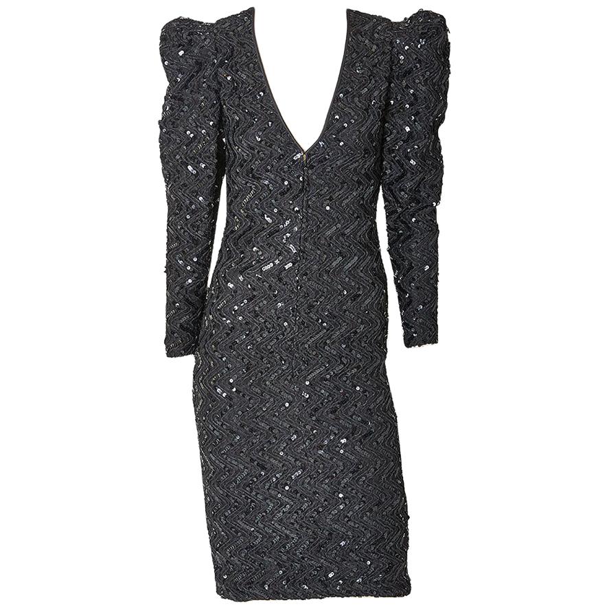 Galanos Beaded and Sequined Cocktail Dress For Sale