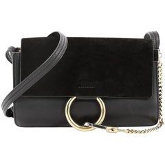 Used Chloe Faye Shoulder Bag Leather and Suede Small
