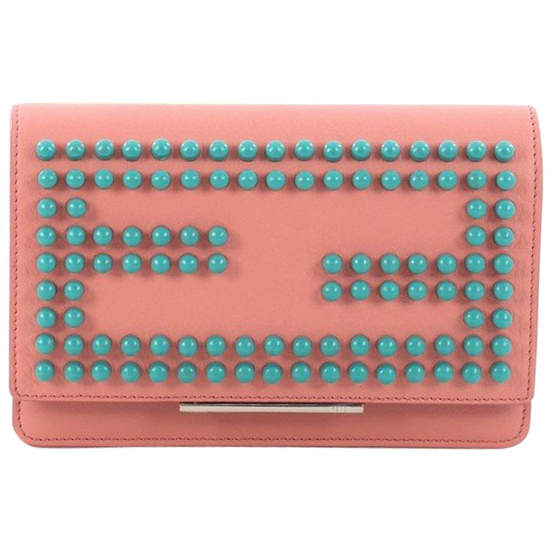 Fendi Wallet on Chain Studded Leather