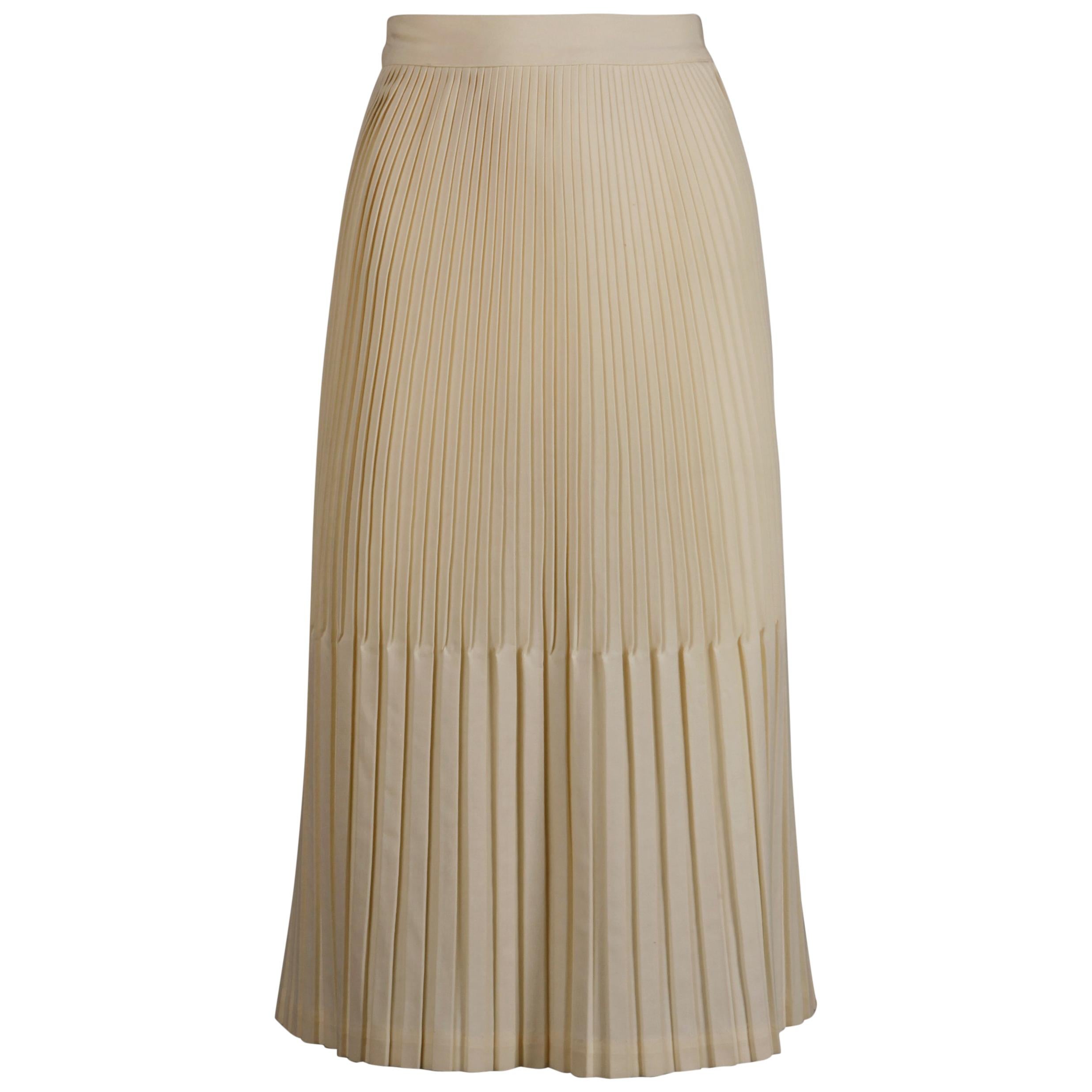 1940s Vintage Off White/ Cream Cotton Pleated High Waist Pencil Skirt