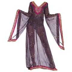 1970S Embroaded Tye Dye Maxi Dress