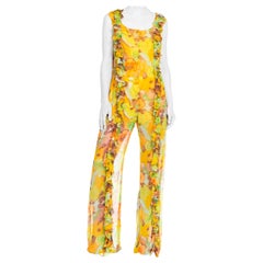 Boho Silk Chiffon Ruffled Jumpsuit, 1960s