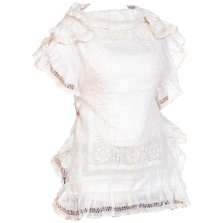 Handmade Lace and Linen Victorian Lace Top at 1stDibs
