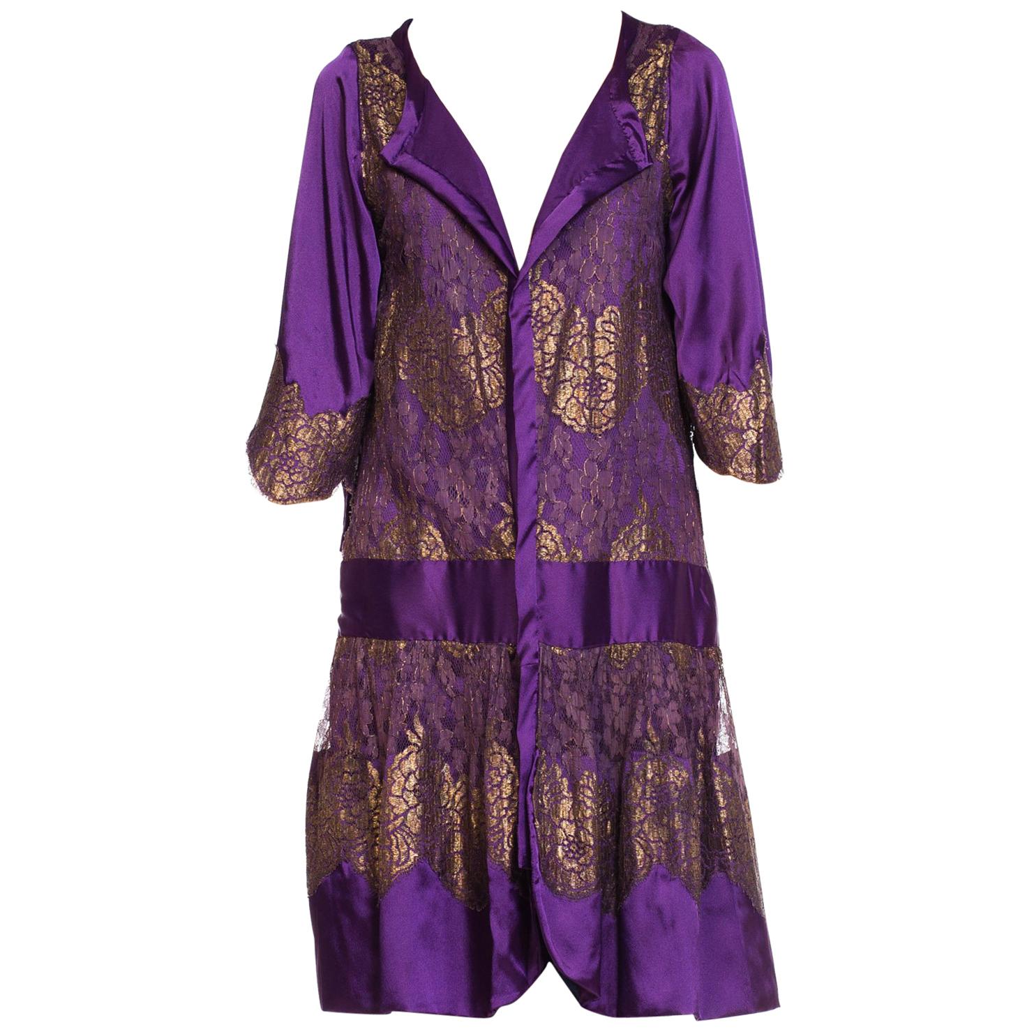 1920S Purple Art Deco Lame Lace Duster Jacket