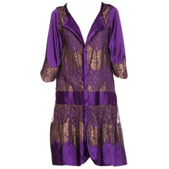 1920S Purple Art Deco Lame Lace Duster Jacket