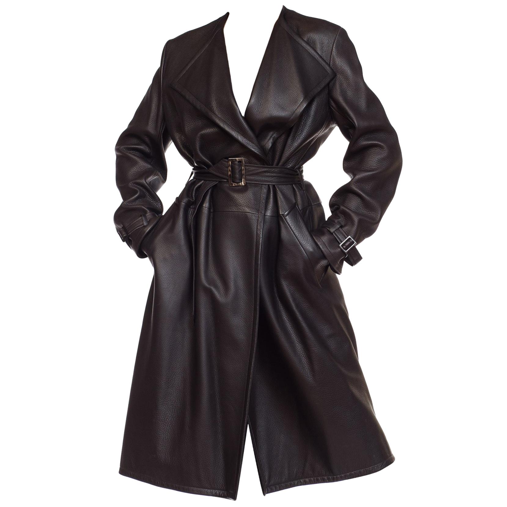 Margiela Hermes Luxe Minimalist Leather Trenchcoat 