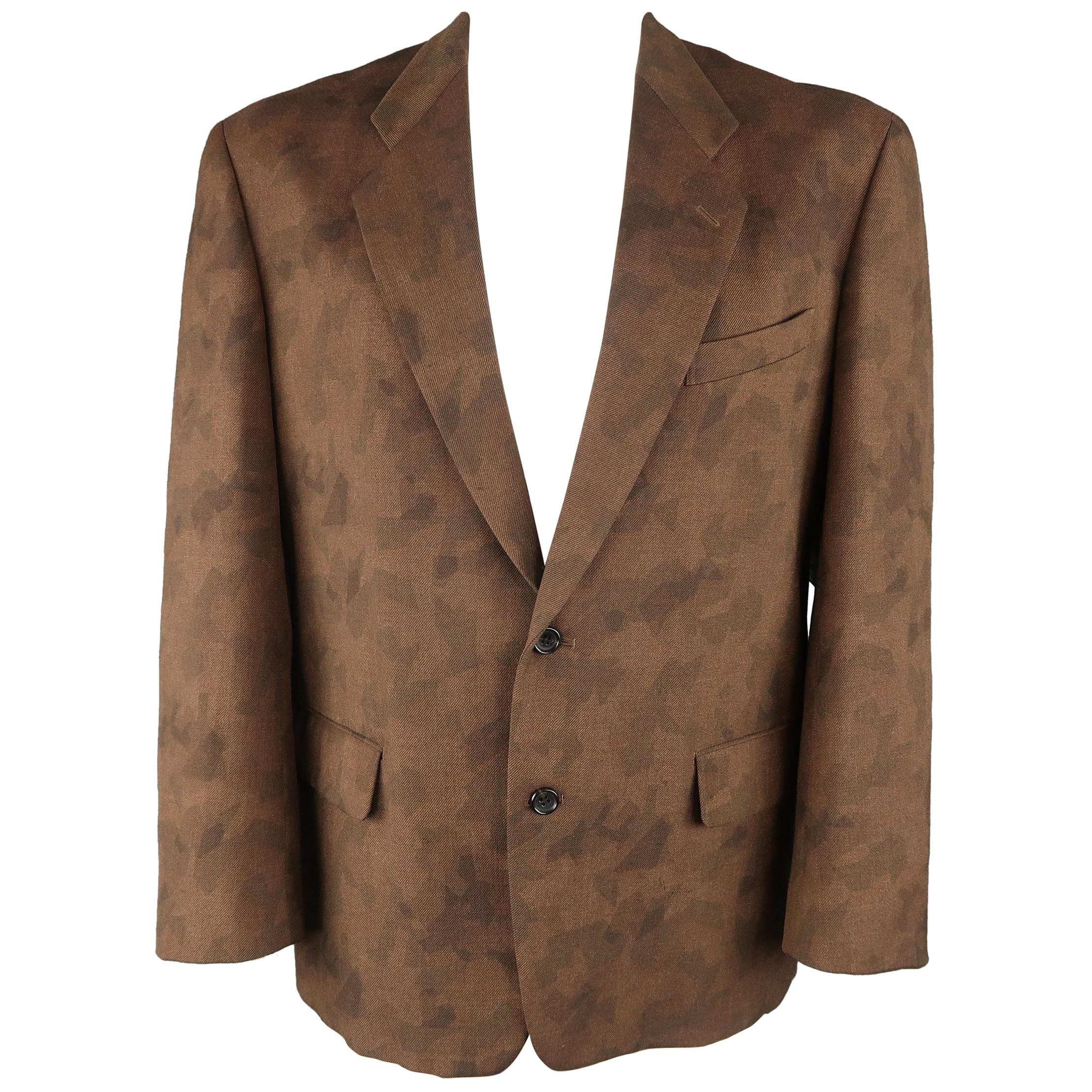 Comme Des Garcons Vintage Brown Camouflage Wool Notch Lapel Sport Coat Jacket