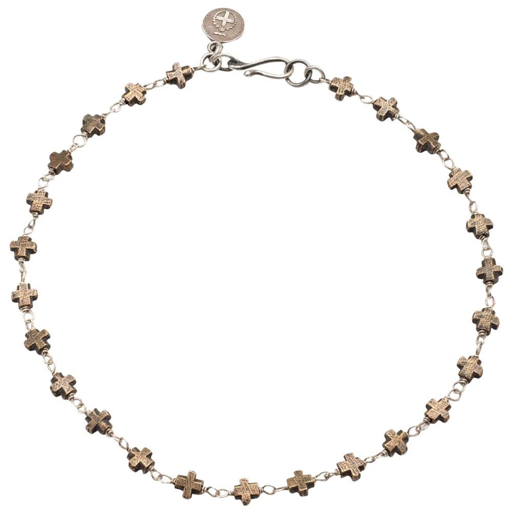 Crux Bronze Cross Choker Necklace For Sale