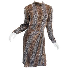 Vintage Louis Feraud Size 8 Leopard Print Ombre Silk Animal Print Dress