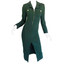 Vintage St John by Marie Gray 1990s Hunter Green Santana Knit Long Sleeve Dress