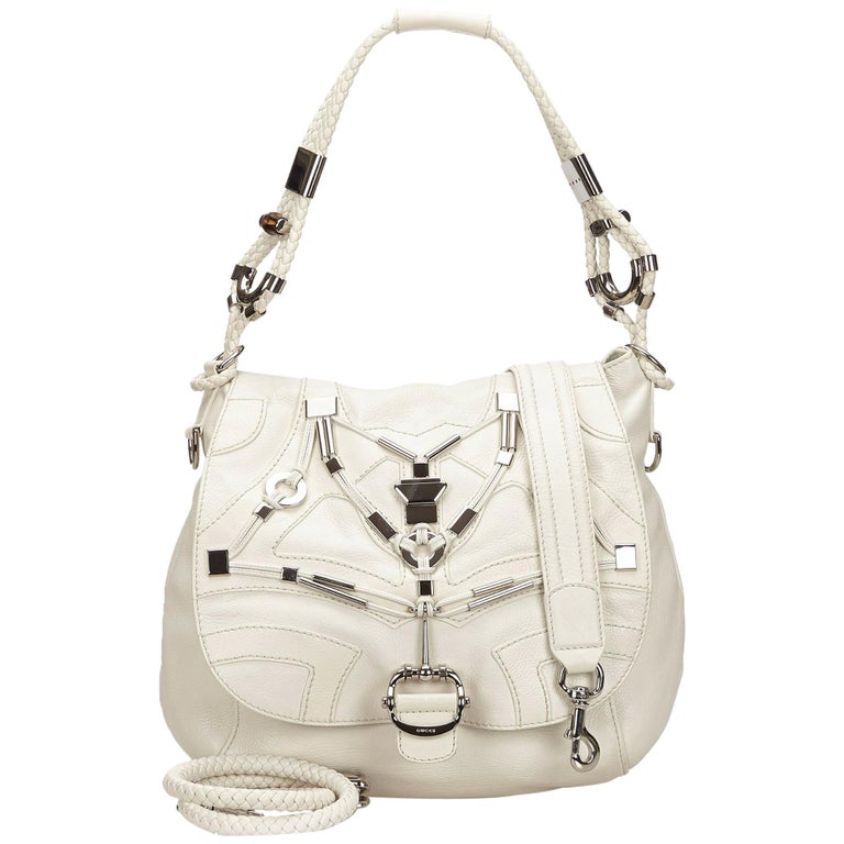 Gucci White Embellished Techno Horsebit Flap Bag For Sale at 1stdibs