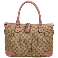 Gucci Brown x Pink Guccissima Jacquard Satchel