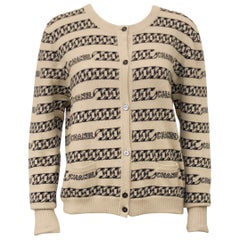 Chanel Cashmere Intarsia Chain Pattern Cardigan