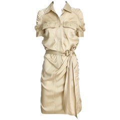 Gucci  by Tom Ford Tan Silk Shirt Dress 