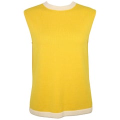 St John Yellow Cotton Sleeveless Top