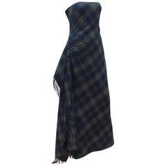 Ralph Lauren Cashmere Blend Tartan Plaid Evening Dress