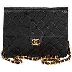 1990s Chanel Black Quilted Lambskin Vintage Small Classic Single Flap Bag