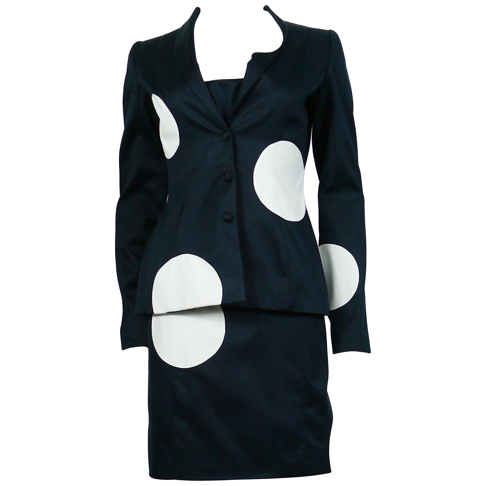 Thierry Mugler Vintage Polka Dot Bustier Dress and Blazer Suit
