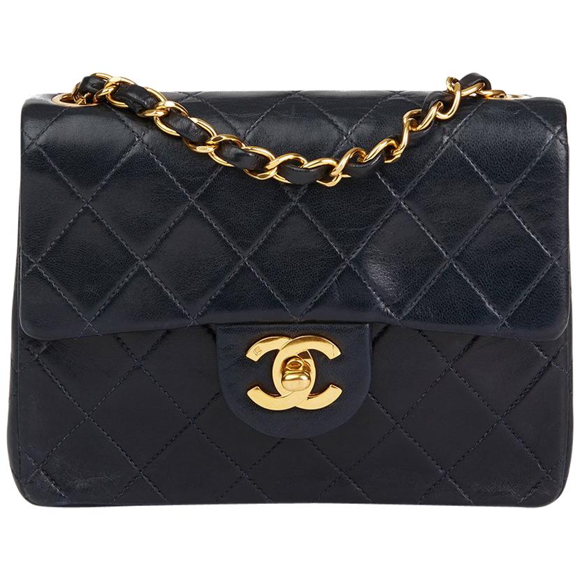 2000s Chanel Navy Quilted Lambskin Vintage Mini Flap Bag