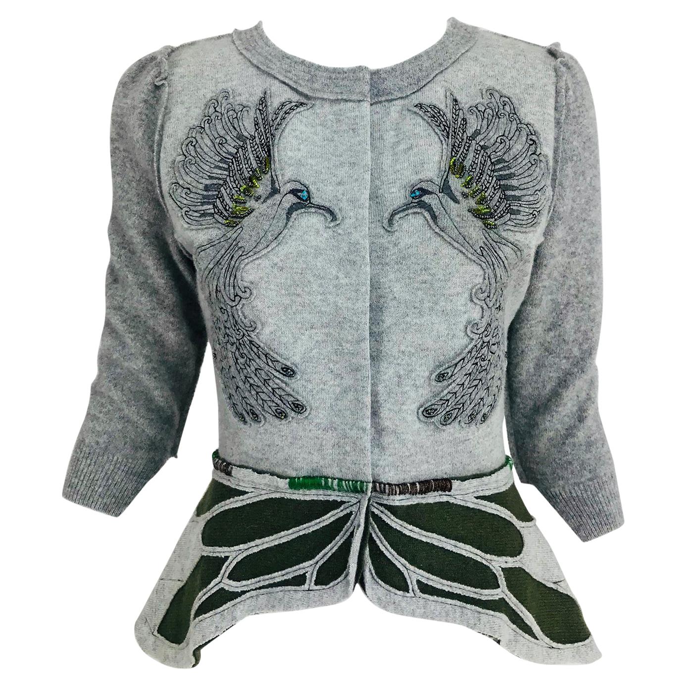 Koi Suwannagate cashmere bird applique sweater
