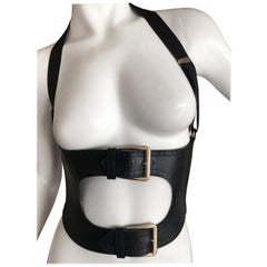 Jean Paul Gaultier Black Leather Harness with Corset Laced Details
