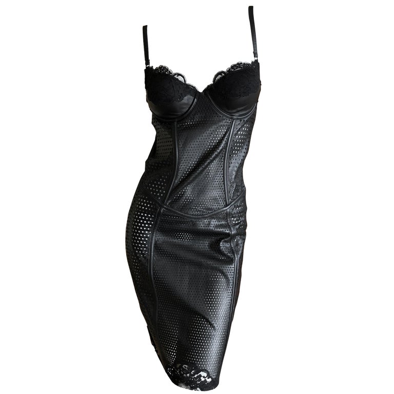 Jean Paul Gaultier Créateur Lingerie for La Perla Leather Slip Dress NWT  $2814 For Sale at 1stDibs | sextop.nwt