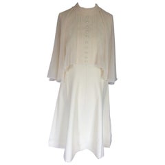 Vintage Peggy French couture cream cape dress