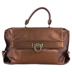 Salvatore Ferragamo Sofia Satchel Pebbled Leather Large