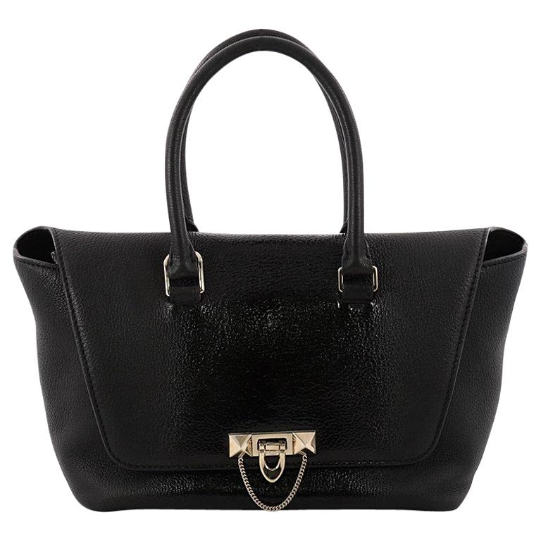 Valentino Demilune Flap Satchel Leather with Patent Small
