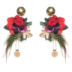 Leme Floral Earring with Antique Indian Coins Leme Floral Earring with Antique Indian Coins