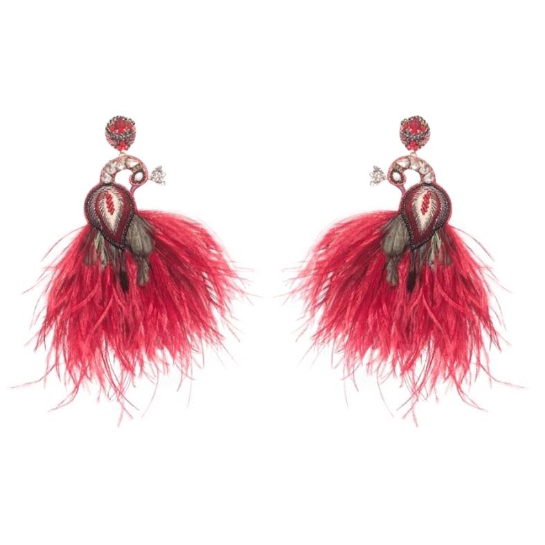 Corcovado-R Ostrich Feather Earring For Sale