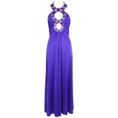 Vintage Azzaro Purple Jersey Beaded Gown - Size XS