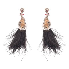 Teresa Ostrich feather and Mother-of-Pearl Earring