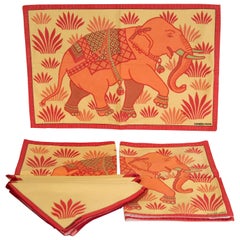 Vintage Hermès rare elephant placemats, 80s