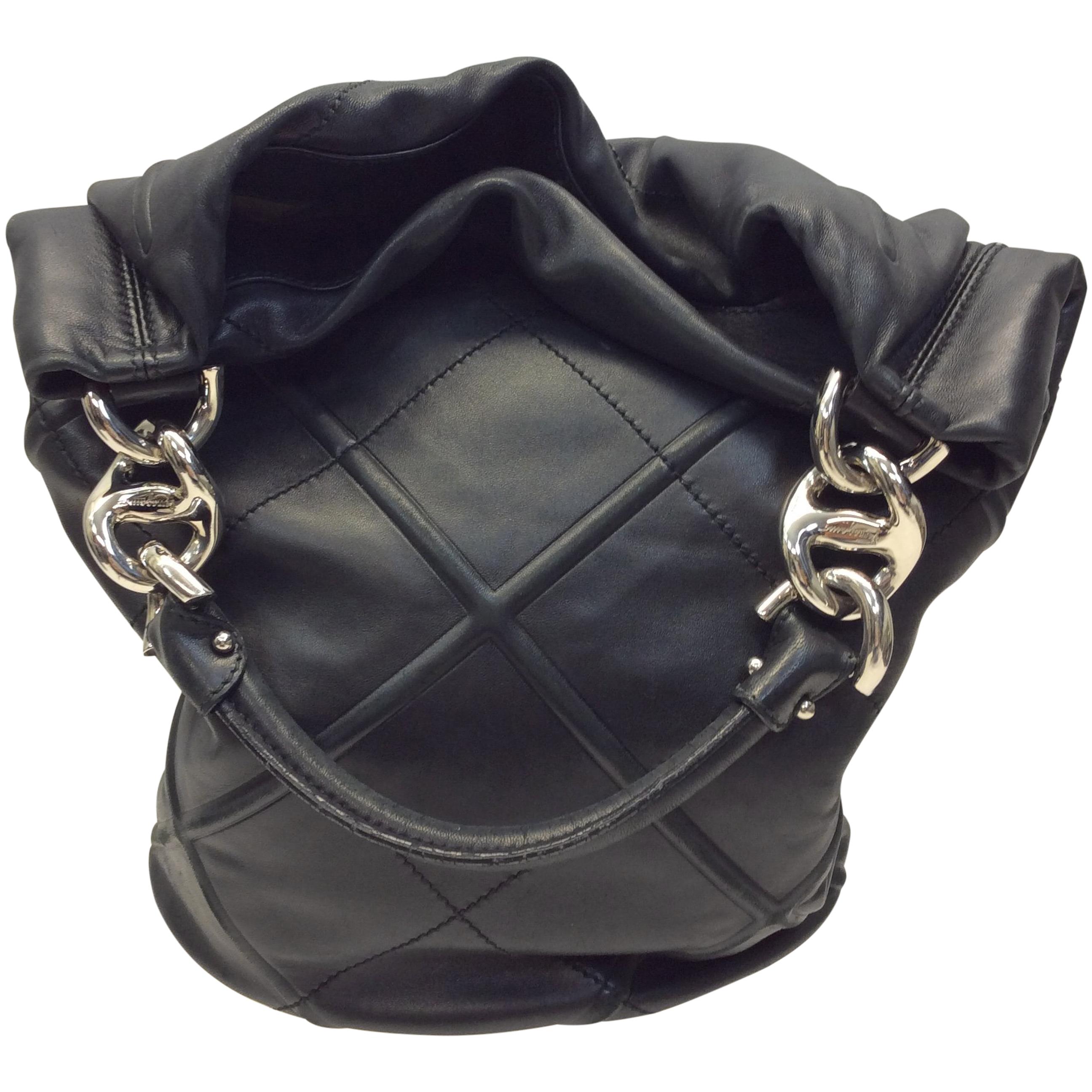 Salvatore Ferragamo Black Leather Bucket Bag For Sale