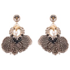 Carambola Mother-of-Pearl and Guinea Feather Earring