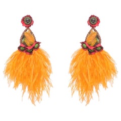 Santana Agate and Ostrich Feather Earring