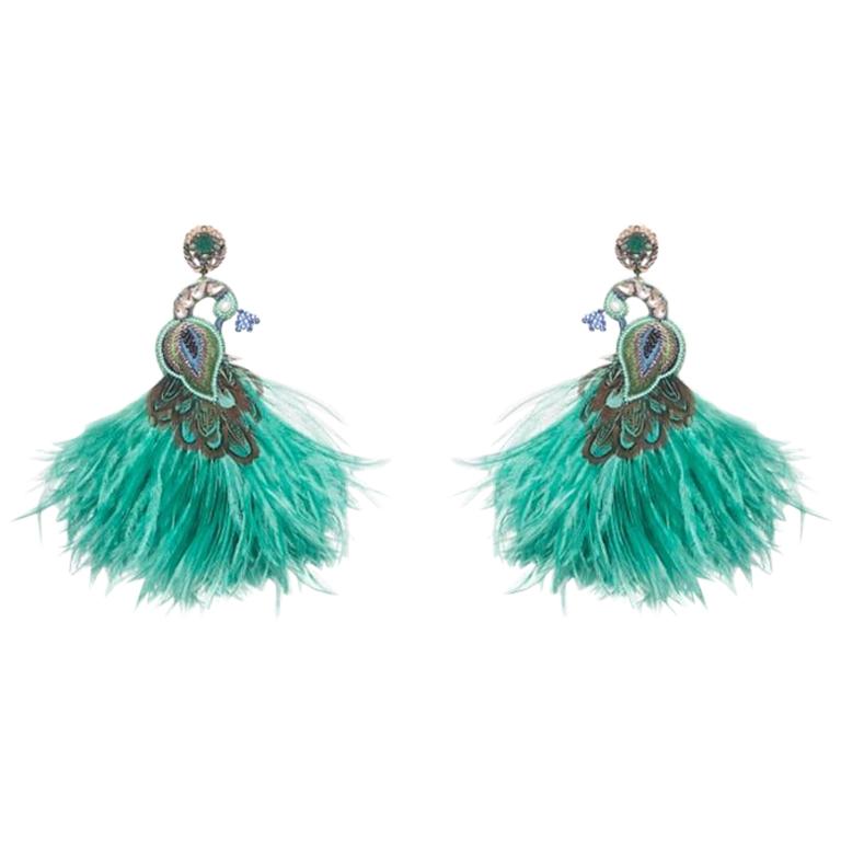 Corcovado-T Ostrich Feather Earring For Sale