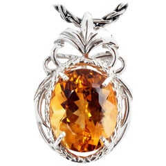 AJD Brilliant Fiery 21 Cts Natural Huge Citrine Sterling Silver Pendant