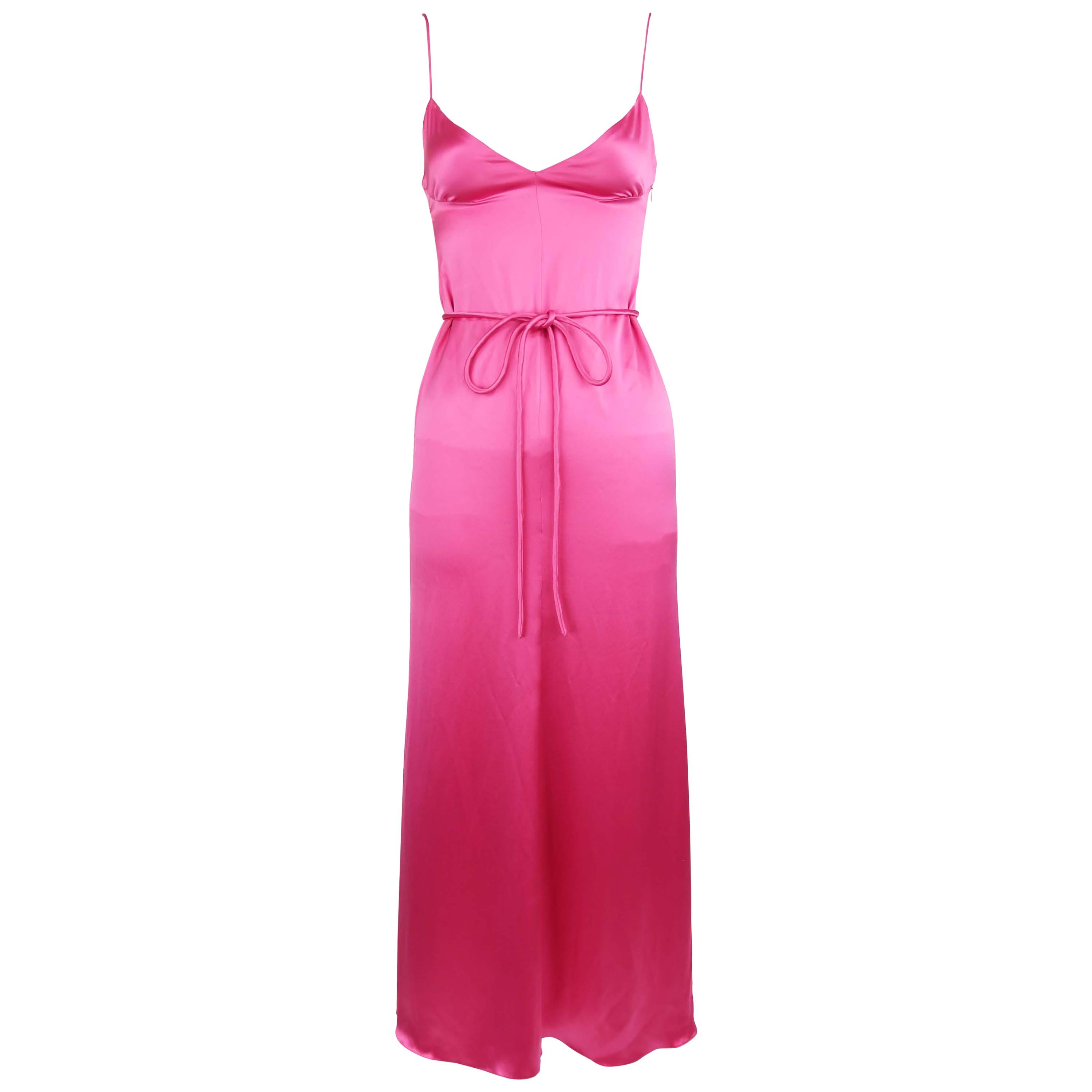 Vintage Valentino Pink Charmeuse Gown - Size 4 For Sale